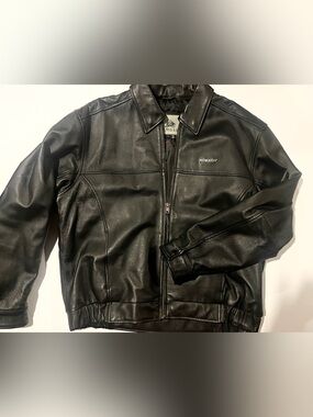 Burk’s Bay Komatsu Men’s Black Leather Jacket